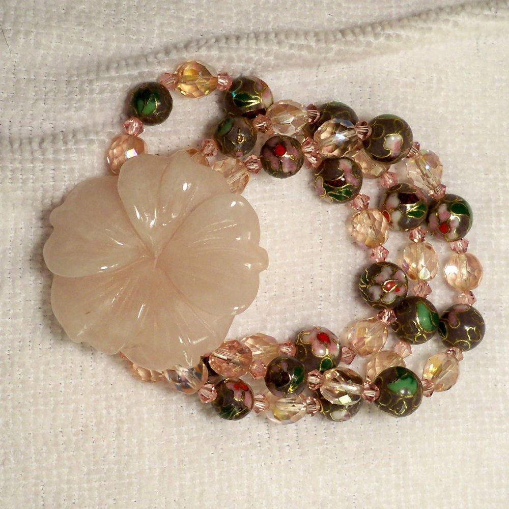 NEW Hawaiian Quartz Flower, *Beads Gold DESIGNER Bracelet
